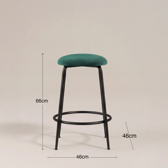 Regent Kitchen Stool Teal Sustainable Velvet & Black