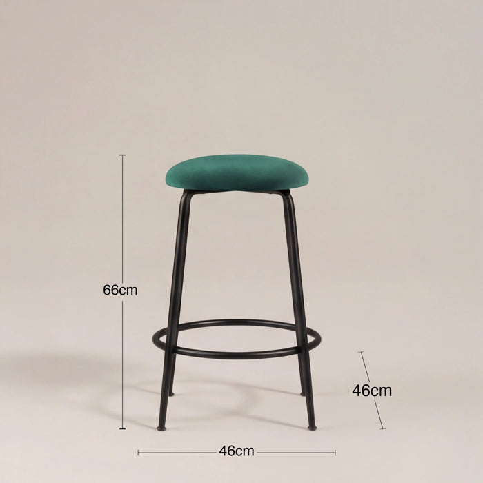 Regent Kitchen Stool | Teal Sustainable Velvet & Black