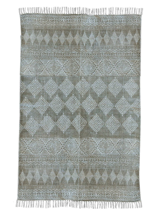 Khaki Block Print Rug