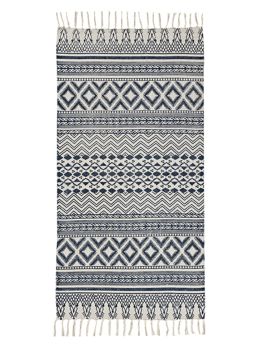Indigo Geometric Flat Weave Runner