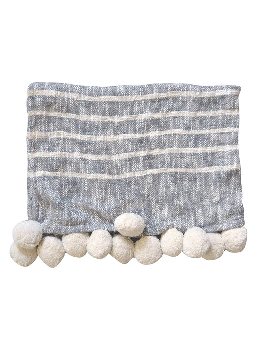 Grey & White Pom Pom Throw