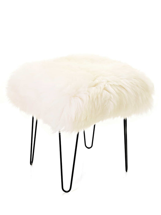 Sheepskin & Iron Dressing Table Stool - Ivory