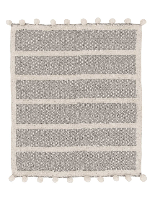 Textured Stripe Pom Pom Throw