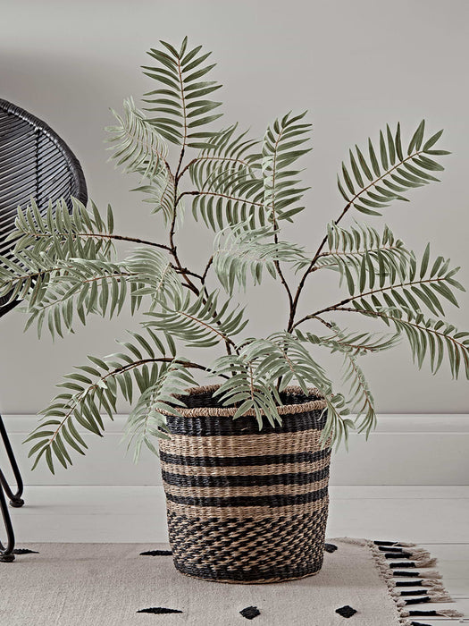 Black Stripe Seagrass Waste Paper Bin