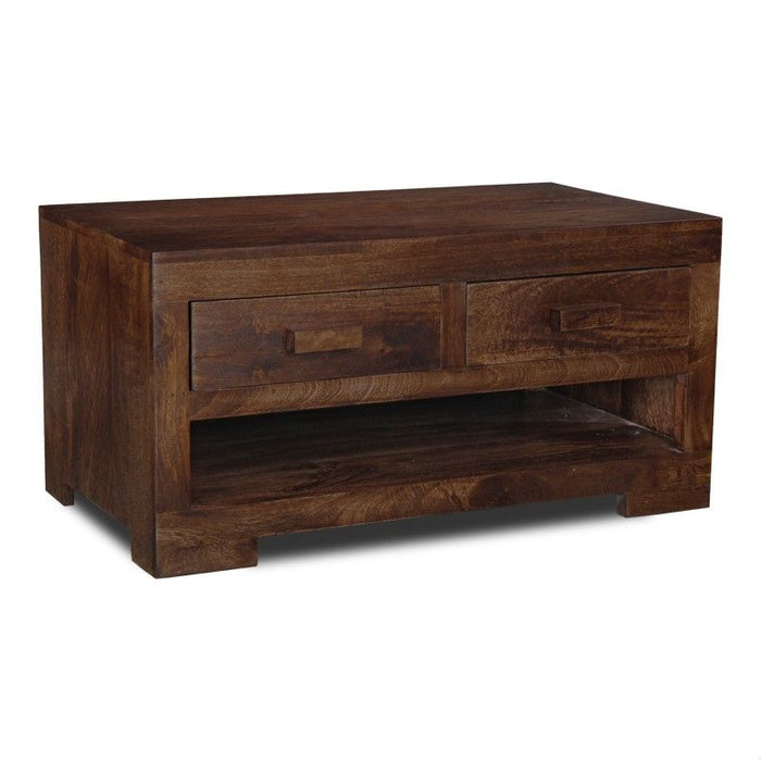Mango Wood 90cm 2 Drawer Coffee Table - In Stock