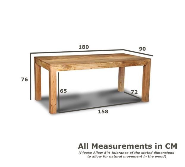 Acre & Artisan Light Mango Wood Large Dining Table (180cm)