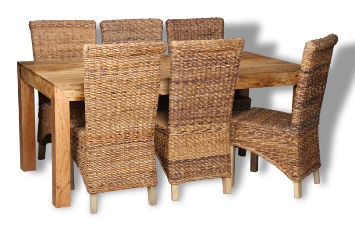 Acre & Artisan Light Mango Wood 180Cm Dining Table 6 Havana Chairs