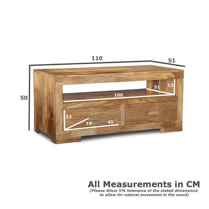 Light Mango Wood 110cm 4 Drawer Coffee Table - last one remaining