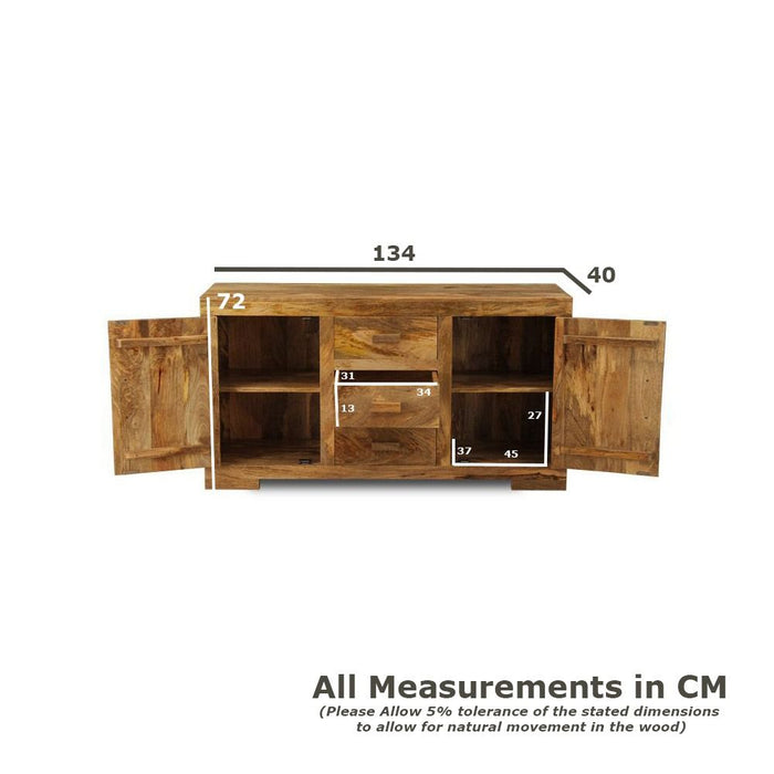 Light Mango Wood 134cm Wide Sideboard - Due 10th September