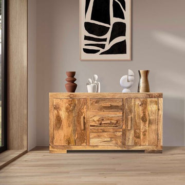 Light Mango Wood 134cm Wide Sideboard
