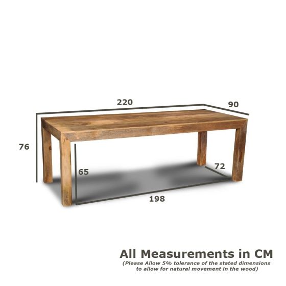 Acre & Artisan Light Mango Wood 220Cm Dining Table