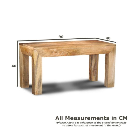 Acre & Artisan Mango Wood 90Cm Cube Dining Table 2 Small Benches