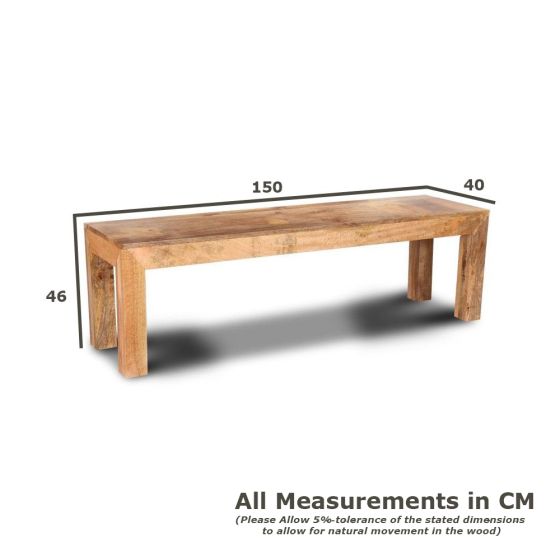 Acre & Artisan Light Mango Wood Large Bench (150cm)