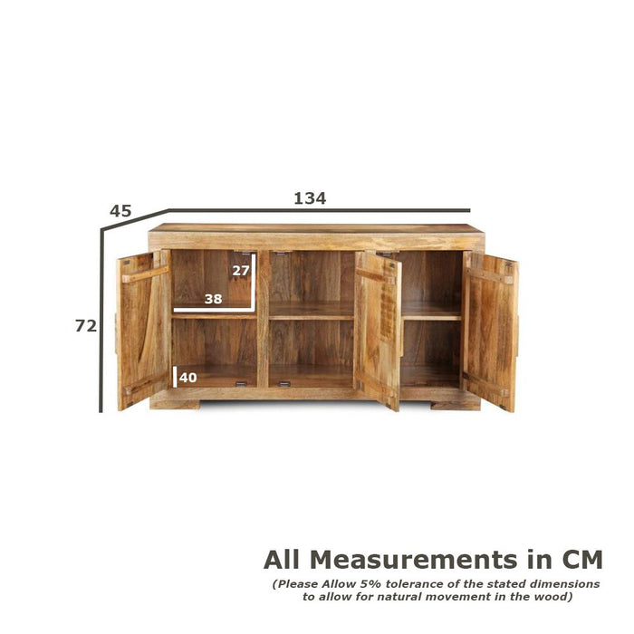 Light Mango Wood 134cm Sideboard - In Stock