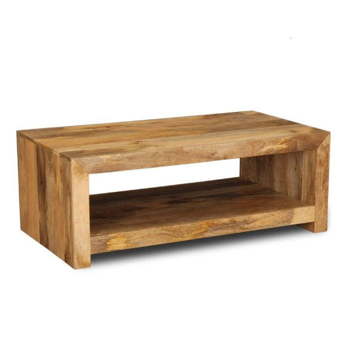 Light Mango Wood 110cm Open Coffee Table - In Stock