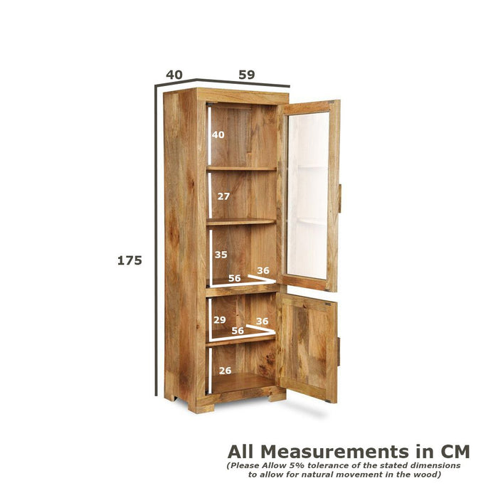 Mango Wood Walnut 59cm Display Cabinet - In Stock