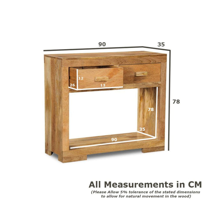 Mango Wood Walnut 90cm Console Table - In Stock