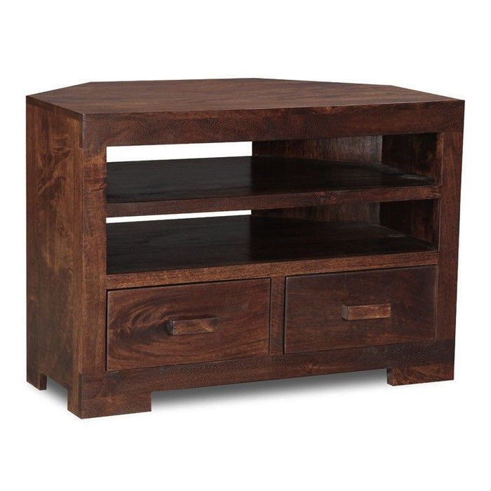 Mango Wood 85cm Corner TV Unit - Last One Remaining