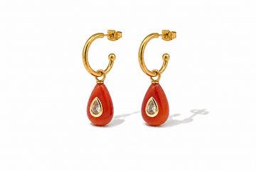 Hana Red Aventurine & Gold Hoop Earrings