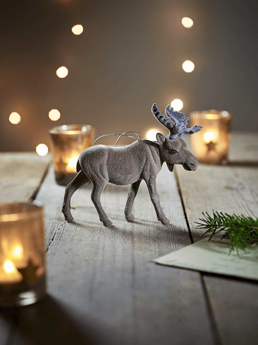 Hanging Flocked Moose