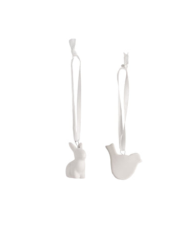 Set of Two Bunny and Bird Easter Hanging Decorations