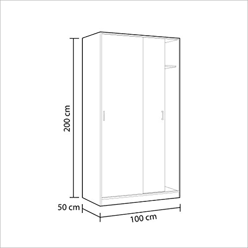 Canadian Oak Effect Small Narrow Sliding 2-Door Wardrobe