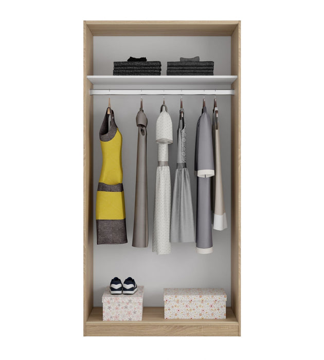Canadian Oak Effect Small Narrow Sliding 2-Door Wardrobe