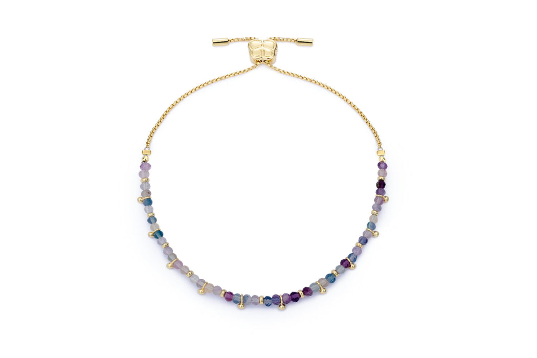 Harmony Gold & Rainbow Fluorite Bead Bracelet