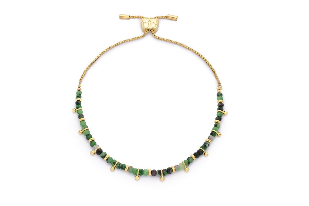 Zapatilla Ruby Zoisite & Gold Bracelet Stack