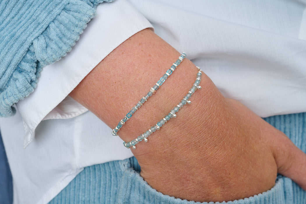Harmony Silver & Blue Topaz Gemstone Slider Bracelet