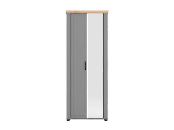 Grey & Artisan Oak Slim Narrow Shallow Depth Mirrored Wardrobe