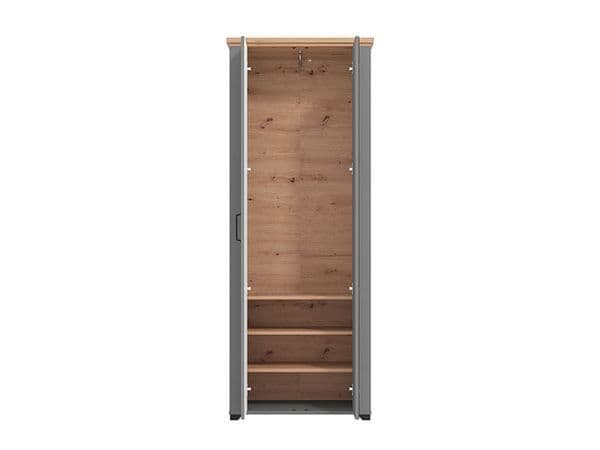 Grey & Artisan Oak Slim Narrow Shallow Depth Mirrored Wardrobe