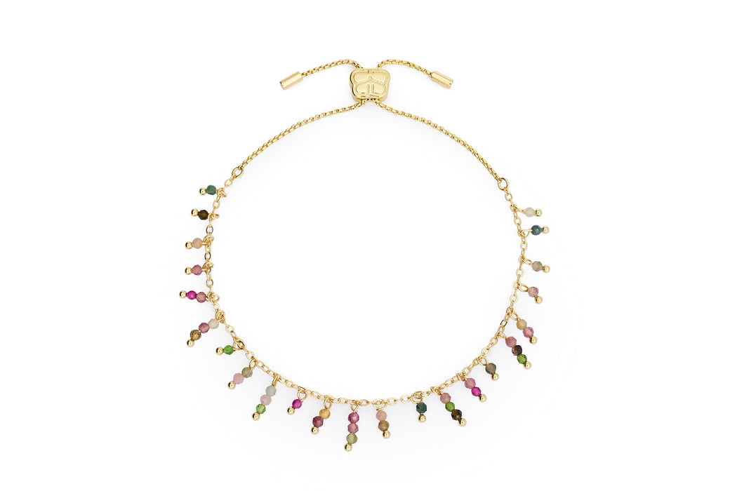 Zelda Gold & Tourmaline Gemstone Beaded Bracelet Stack