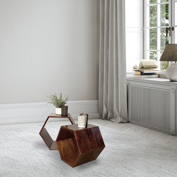 Geo Mango Hexagon Nest of Tables - In Stock
