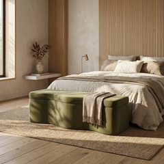 Ivan Storage Ottoman | Moss Green Sustainable Mohair Velvet