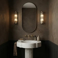 Ridgeton 2 Light Wall Light | Ribbed Glass & Brass