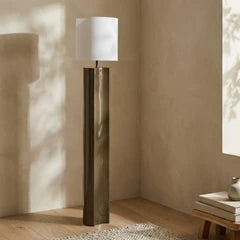 Milad Floor Lamp | Natural Linen & High Gloss Clay Green