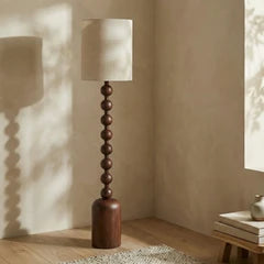Latimer Floor Lamp | Natural Linen & Walnut