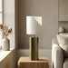 Milad Table Lamp | Natural Linen & High Gloss Clay Green