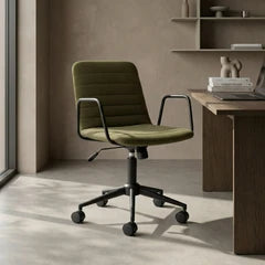 Gianna Office Chair | Moss Green Sustainable Mohair Velvet & Black