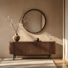 Ashby Round Wall Mirror, 80 cm | Walnut