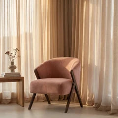 Kira Accent Chair | Blush Pink Sustainable Velvet & Walnut