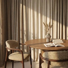 Halston Carver Dining Chair | Speckled Latte Boucle & Walnut