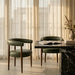 Elan Wooden Carver Dining Chair | Vintage Green Faux Leather & Walnut