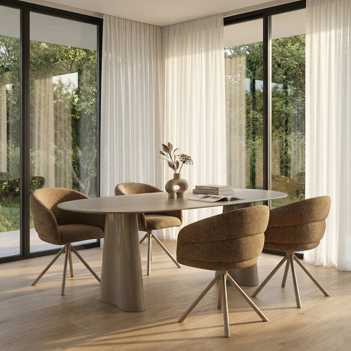 Hadley 8 Seat Oval Dining Table Sage Green Sandblasted Glass & High Gloss Sage Green