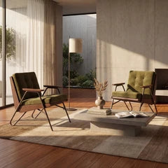 Aspen Accent Chair | Olive Green Sustainable Velvet & Walnut