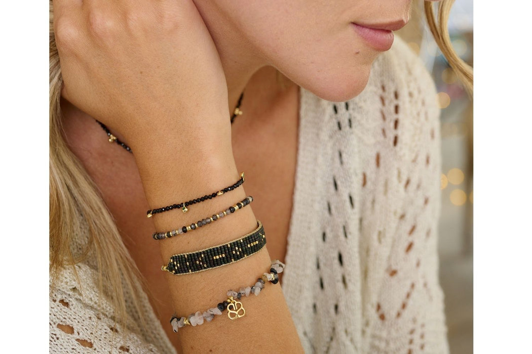 Holly Gold & Black Spinel Gemstone Charm Bracelet