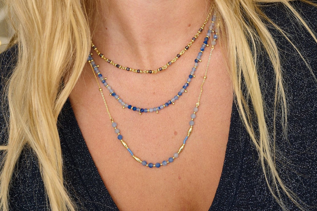Horus Gold & Blue Aventurine Gemstone Necklace