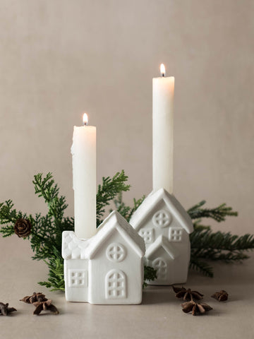 White Ceramic Candle Houses