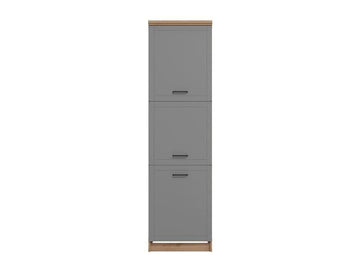 Amos Mann Grey And Oak Effect Tall 60cm 3 Door Kitchen Larder Unit Pantry Cupboard